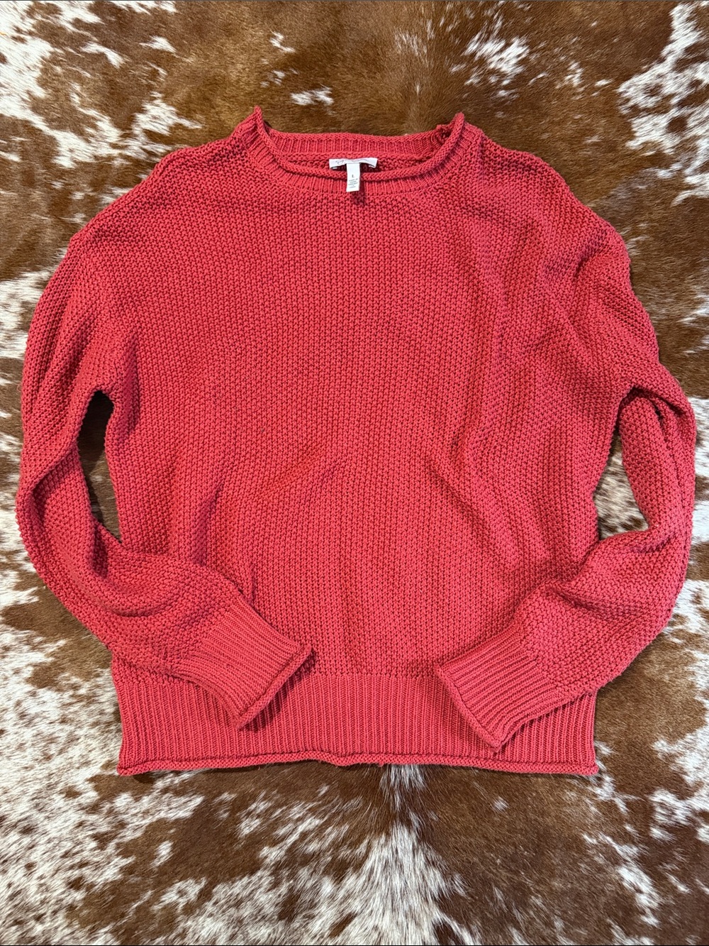 Jessica Simpson Coral Red Crewneck Knit Sweater